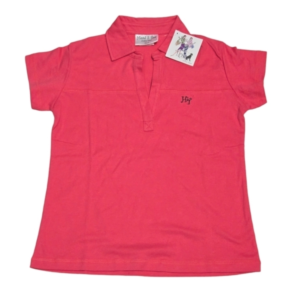 Head To Toe Pink Collared Tee Shirt Womens Size US 10